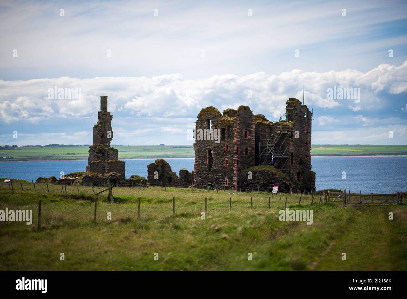 A scenic view of Castle Sinclair Girnigoe, Scotland Stock Photo