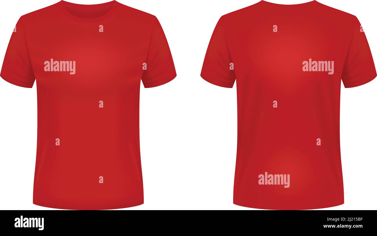 Blank red t-shirt template. Front and back views. Photo- realistic vector  illustration Stock Vector Image & Art - Alamy