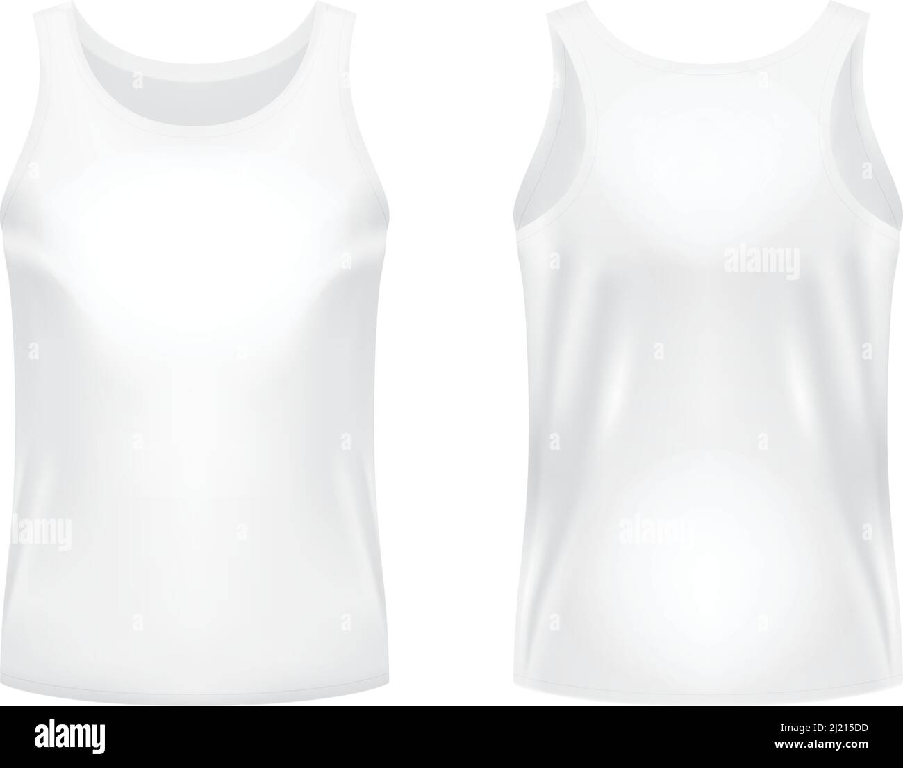 Blank white tank top template. Front and back views. Vector ...