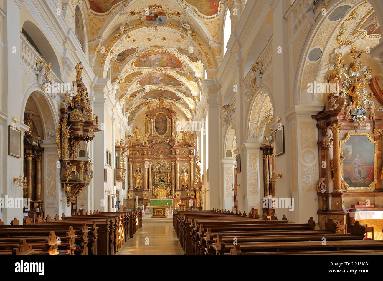 Baroque basilica from inside in Frauenkirchen, Lake Neusiedl, Burgenland, Austria Stock Photo