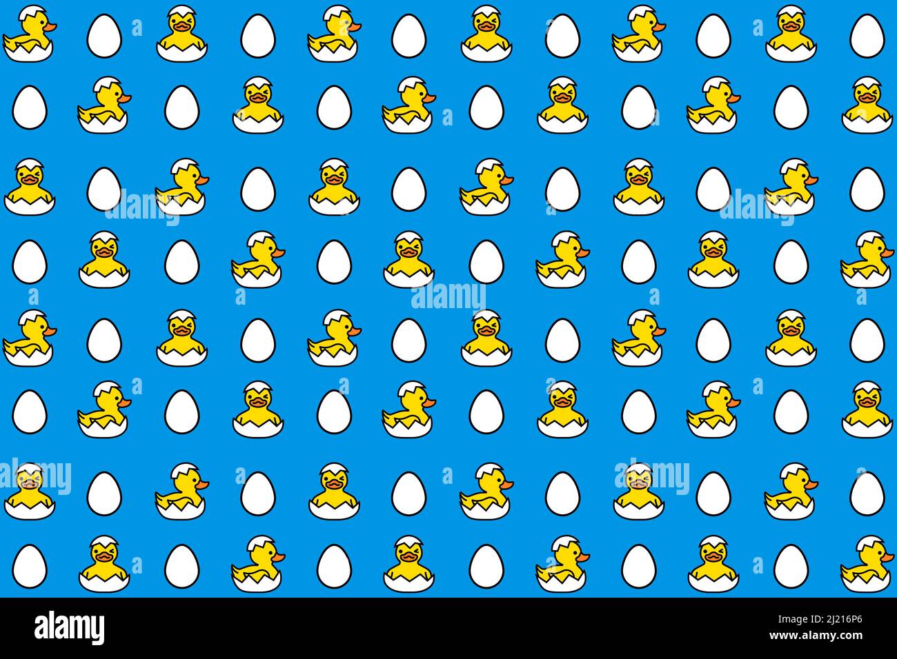 Yellow duck with eggs. Happy Easter day pattern Stock Vector