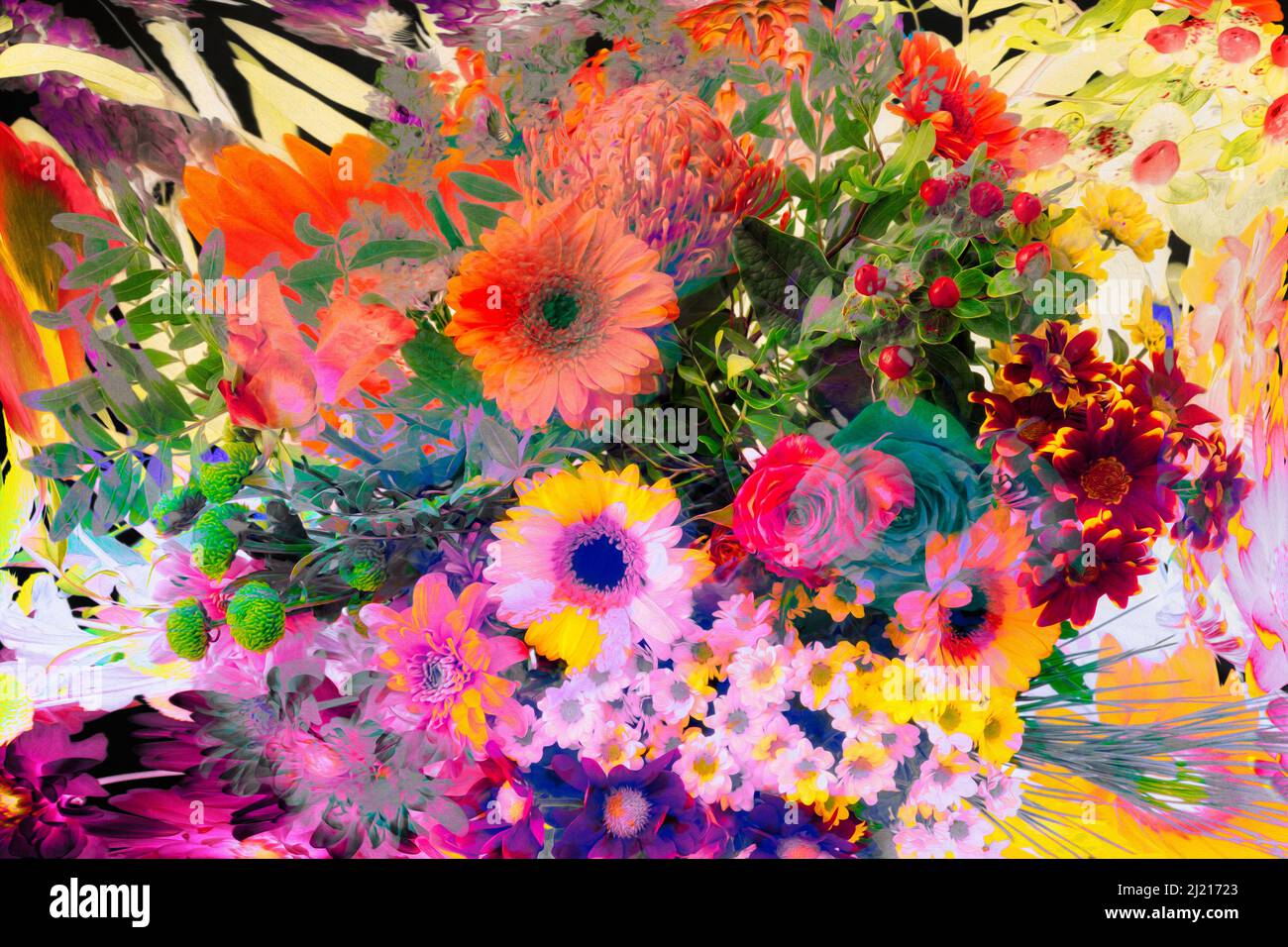 FLORAL ART: Bunch of Spring Flowers  (HDR-Image) Stock Photo