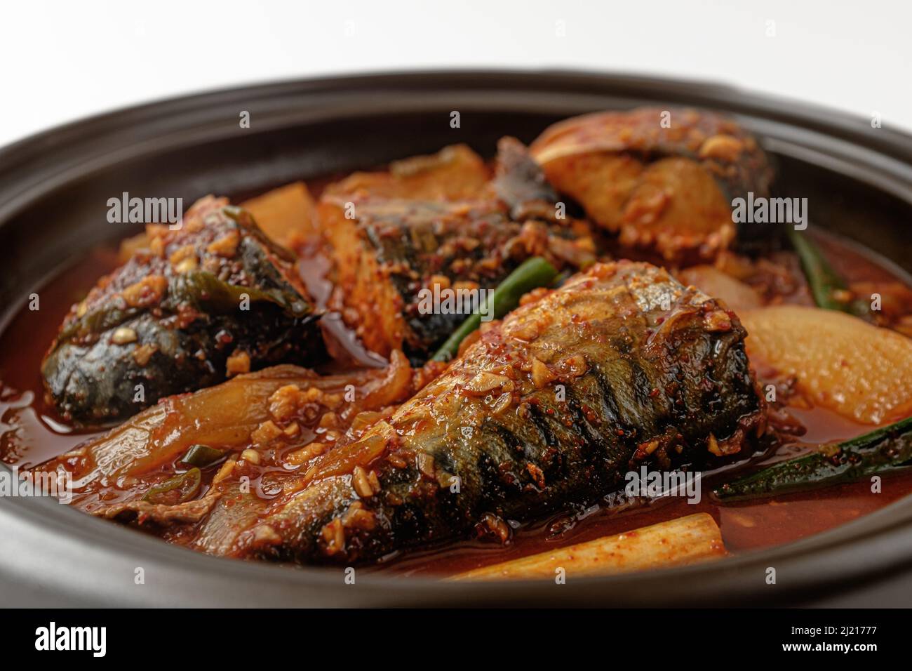 food made from mackerel. food cooked with spices. Korean food culture