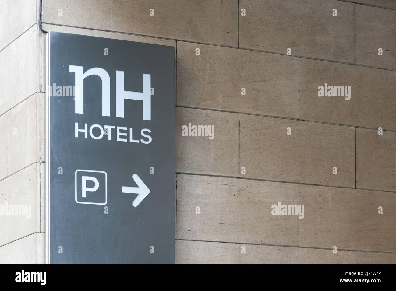 VALENCIA, SPAIN - MARCH 28, 2022: NH Hotel Group is a Spanish multinational hotel company Stock Photo