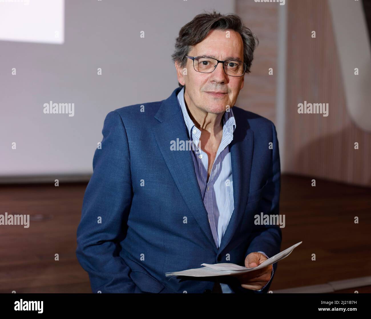 Half-length portrait of Fernando Vallespin, professor of political science at the Autonomous University of Madrid, writer, lecturer and expert in poli Stock Photo