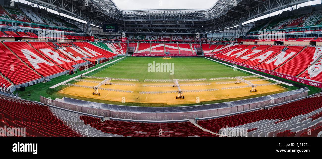 Kazan Russia 22 March 28 Stadium Ak Bars Arena Or Kazan Arena View Of The Stadium Football Pitch Stadium With 45 000 Seats Panoramic View Stock Photo Alamy