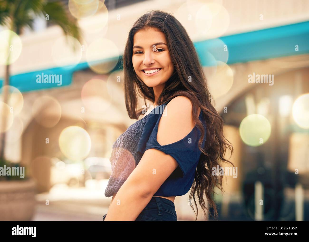 Full Length Portrait Brunette Girl Wearing Black Single Jeans Standing  Stock Photo by ©faestock 210482878