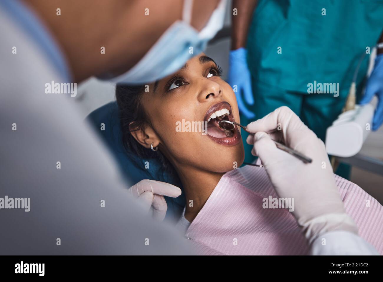 Its time to start smiling again. Shot of a young woman having dental