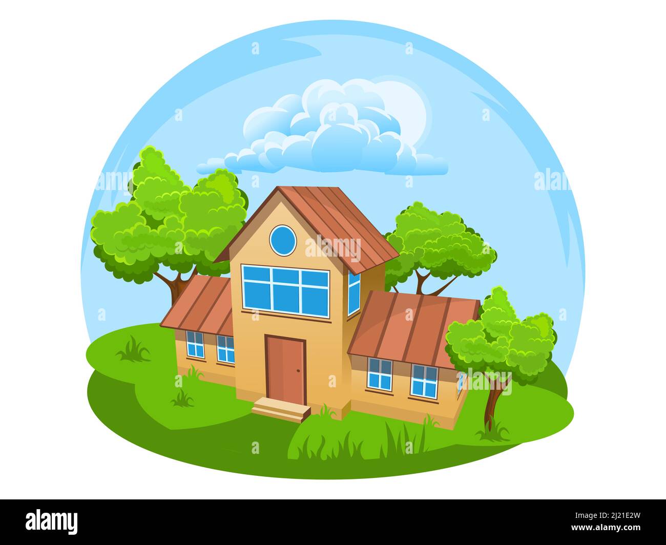 Summer landscape. House surrounded by trees Stock Vector Image & Art ...