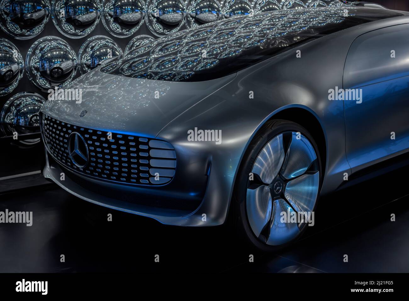 Warsaw. Poland. 03.27.2022. Unmanned Mercedes-Benz F 015 Luxury self-driving concept in Copernicus Science Centre. Stock Photo