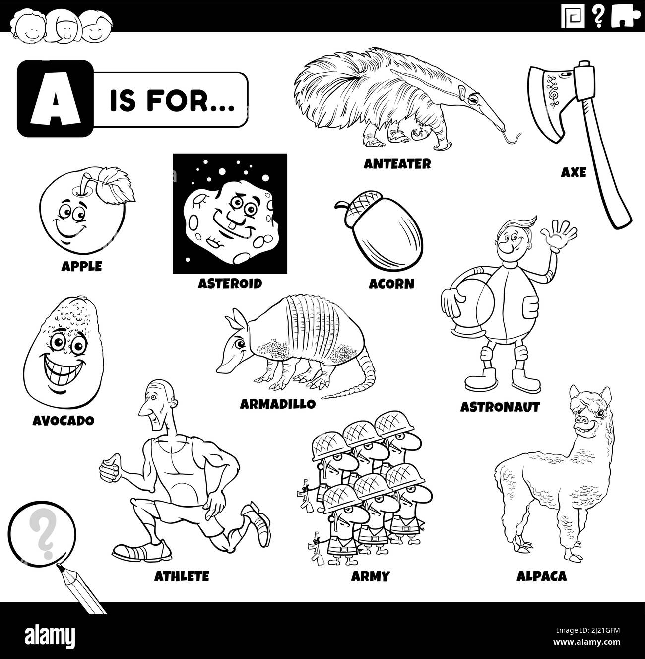 Cartoon school objects coloring page hi-res stock photography and images - Alamy