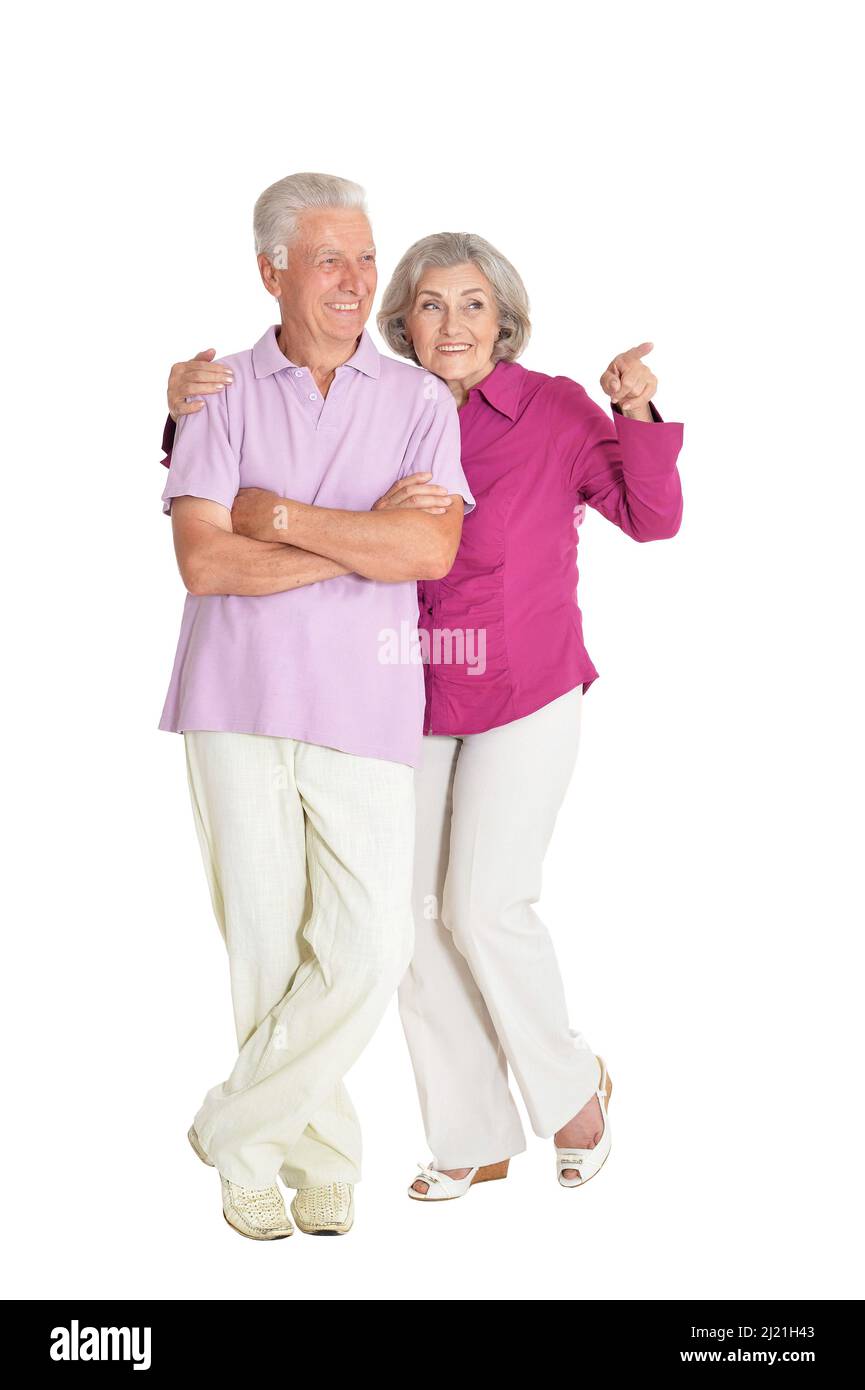 Portrait of happy senior couple isolated Stock Photo