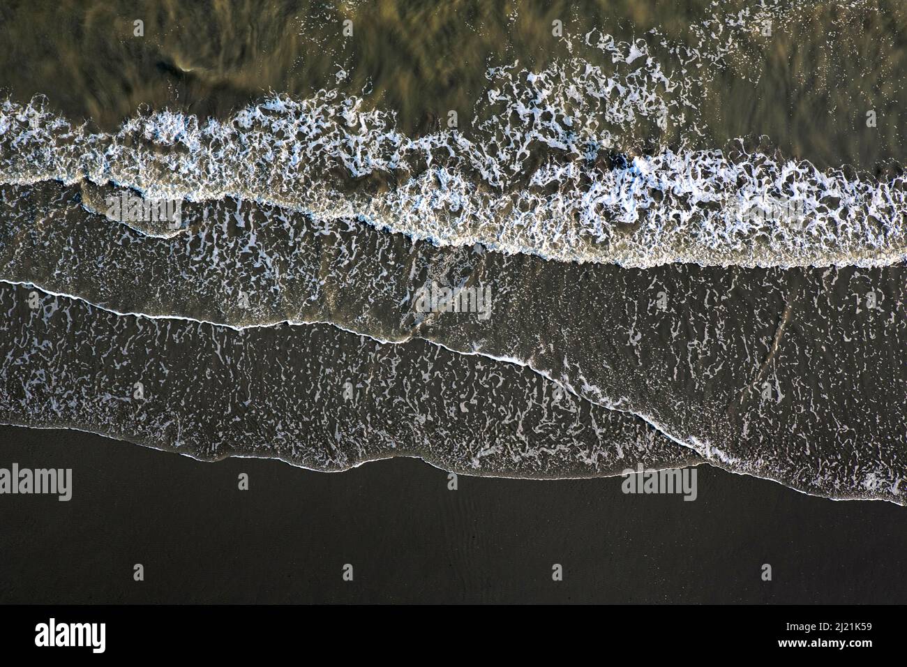 Surf at the coast of the North Sea, aerial view, Belgium, Flanders Stock Photo