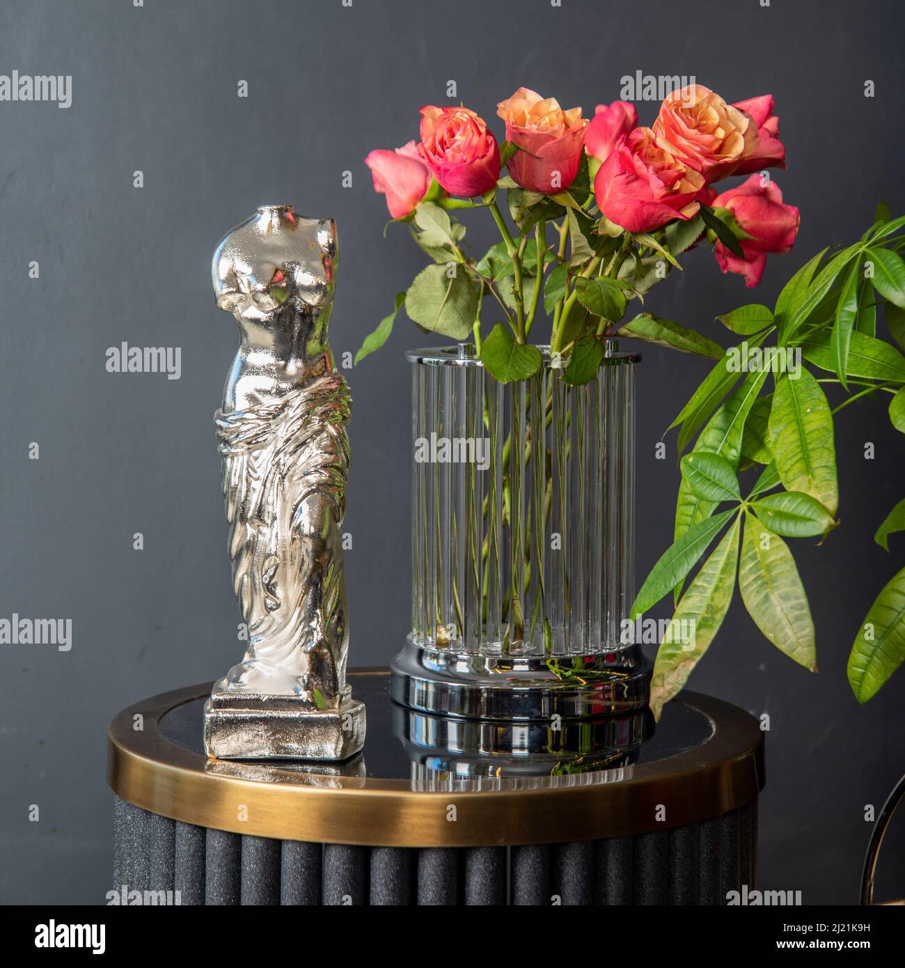 decorative accessories modern interior with marble and vase Stock Photo