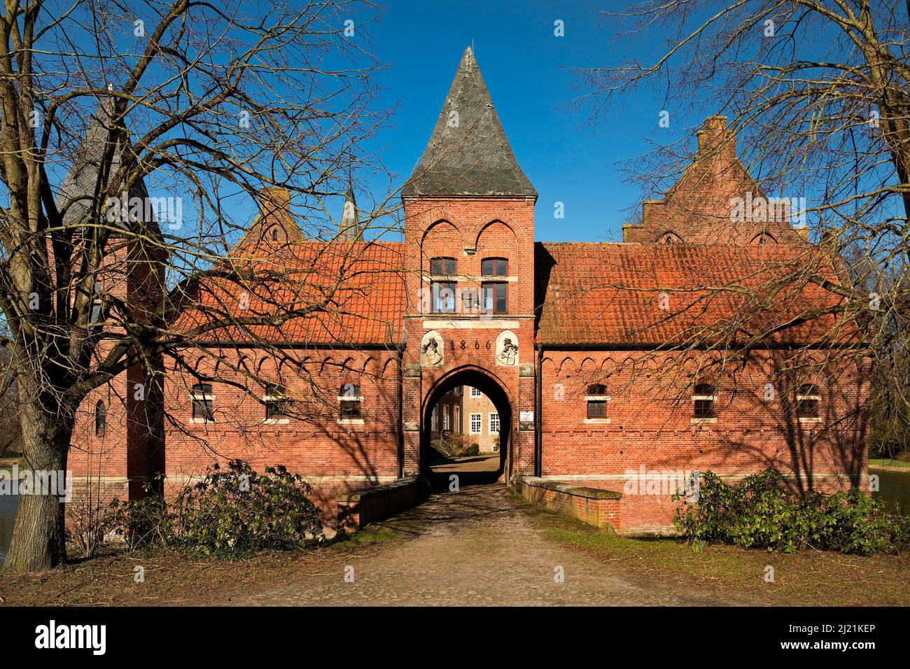 House Egelborg, heritage-protected moated castle, Germany, North Rhine-Westphalia, Muensterland, Legden Stock Photo
