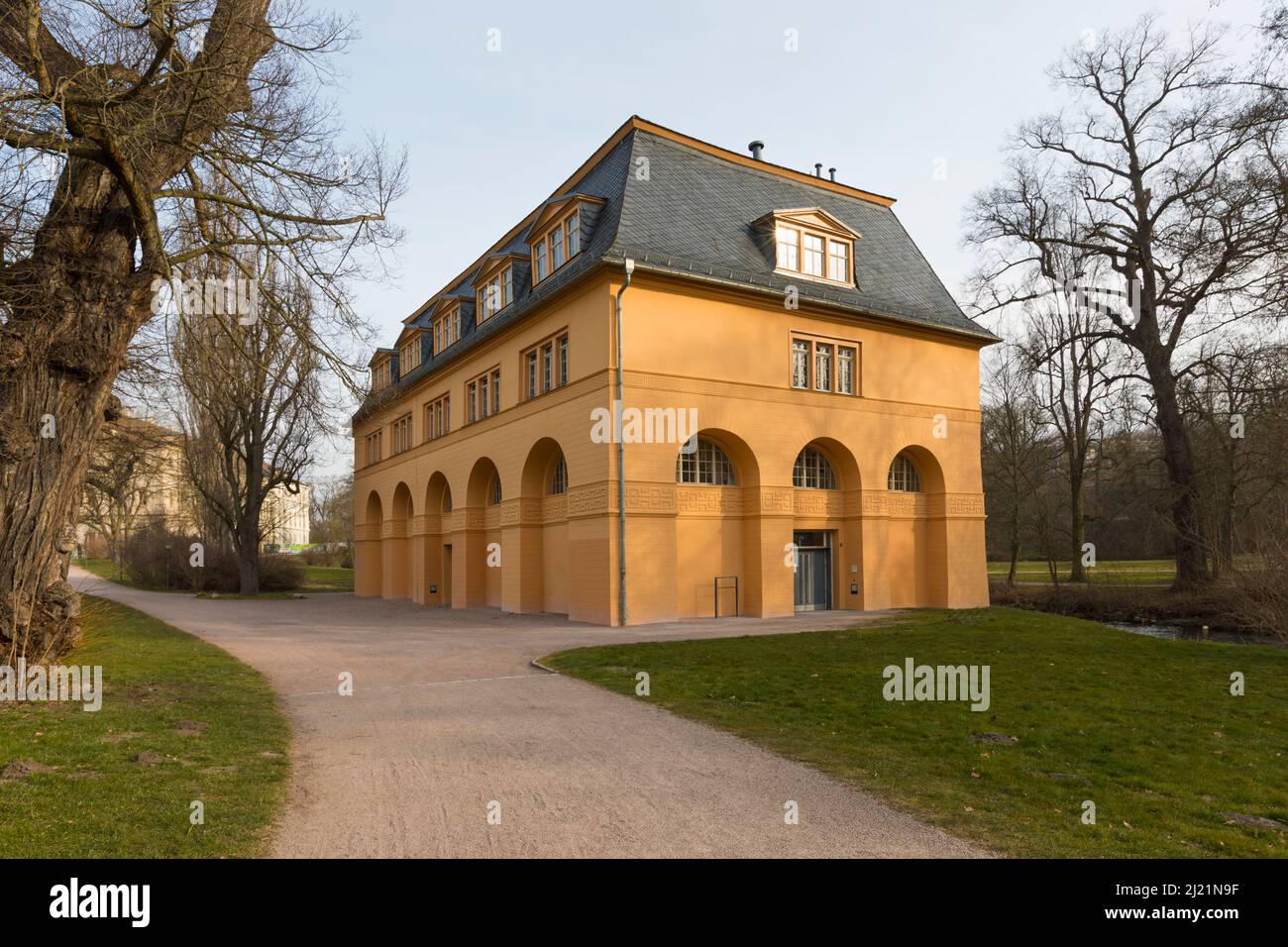 A former part of City Castle, the Reithaus in the public Park an der Ilm Stock Photo