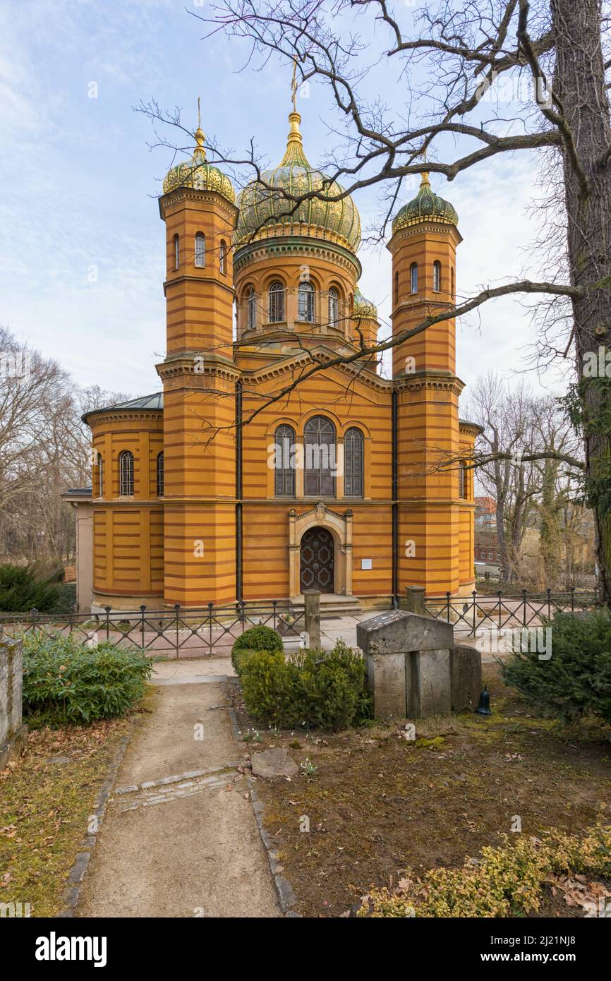 Russian-Orthodox chapel on Historic Cemetery, Weimar Stock Photo