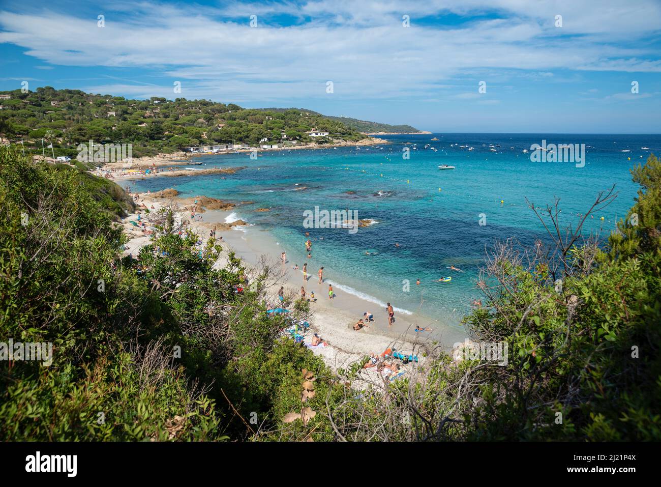 Beach, Plage de l'Escalet south of Saint Tropez on Mediterranean Sea Stock Photo