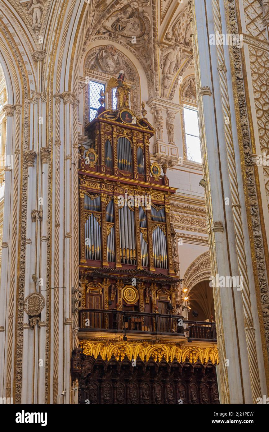 The Gospel organ of Cordoba's cathedral, one of the largest organs in Spain Stock Photo Alamy