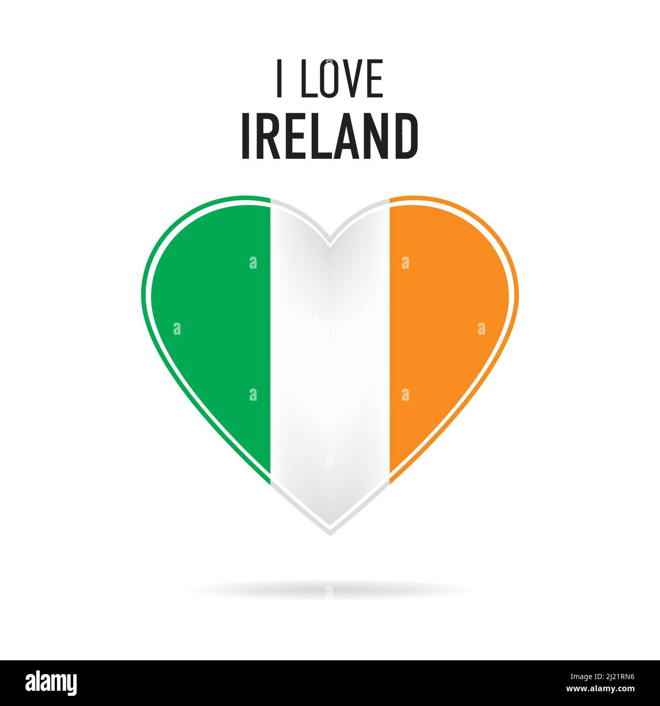 I love Ireland - Flag design und text isolated on a white background Stock Vector