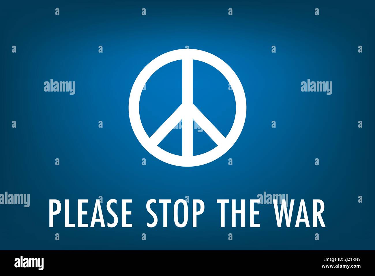 Please stop the war - Peace sign on blue background Stock Vector