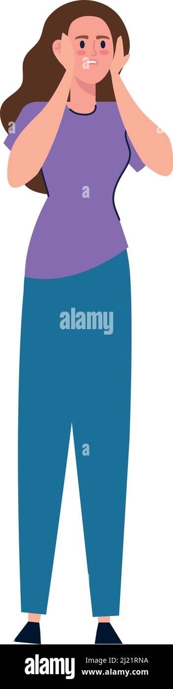 stressed woman standing Stock Vector Image & Art - Alamy