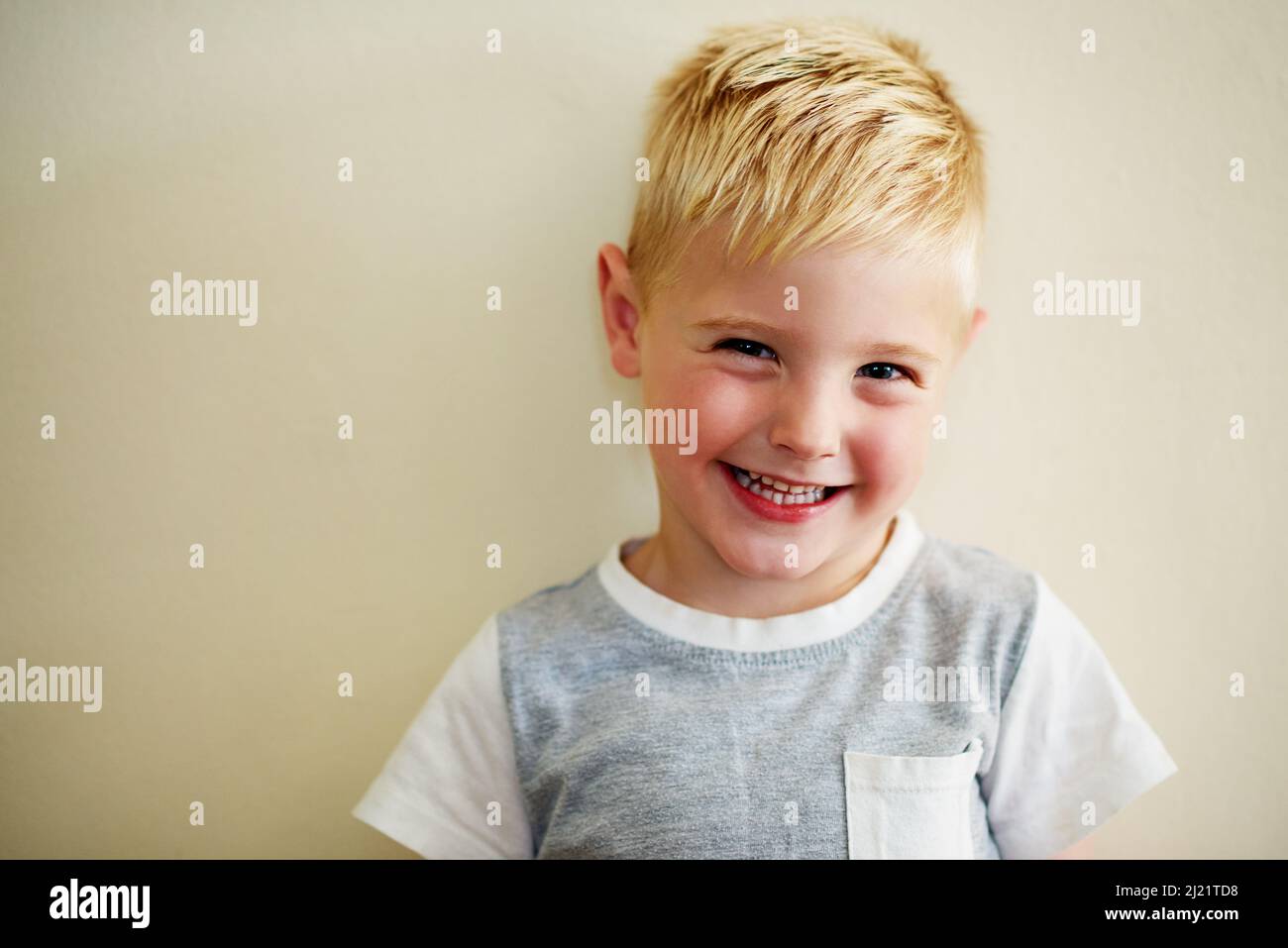 Tell me again how cute you think I am. Portrait of an adorable little boy at home. Stock Photo