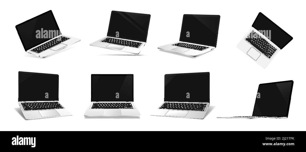 Modern 3D open laptops mockups Stock Vector