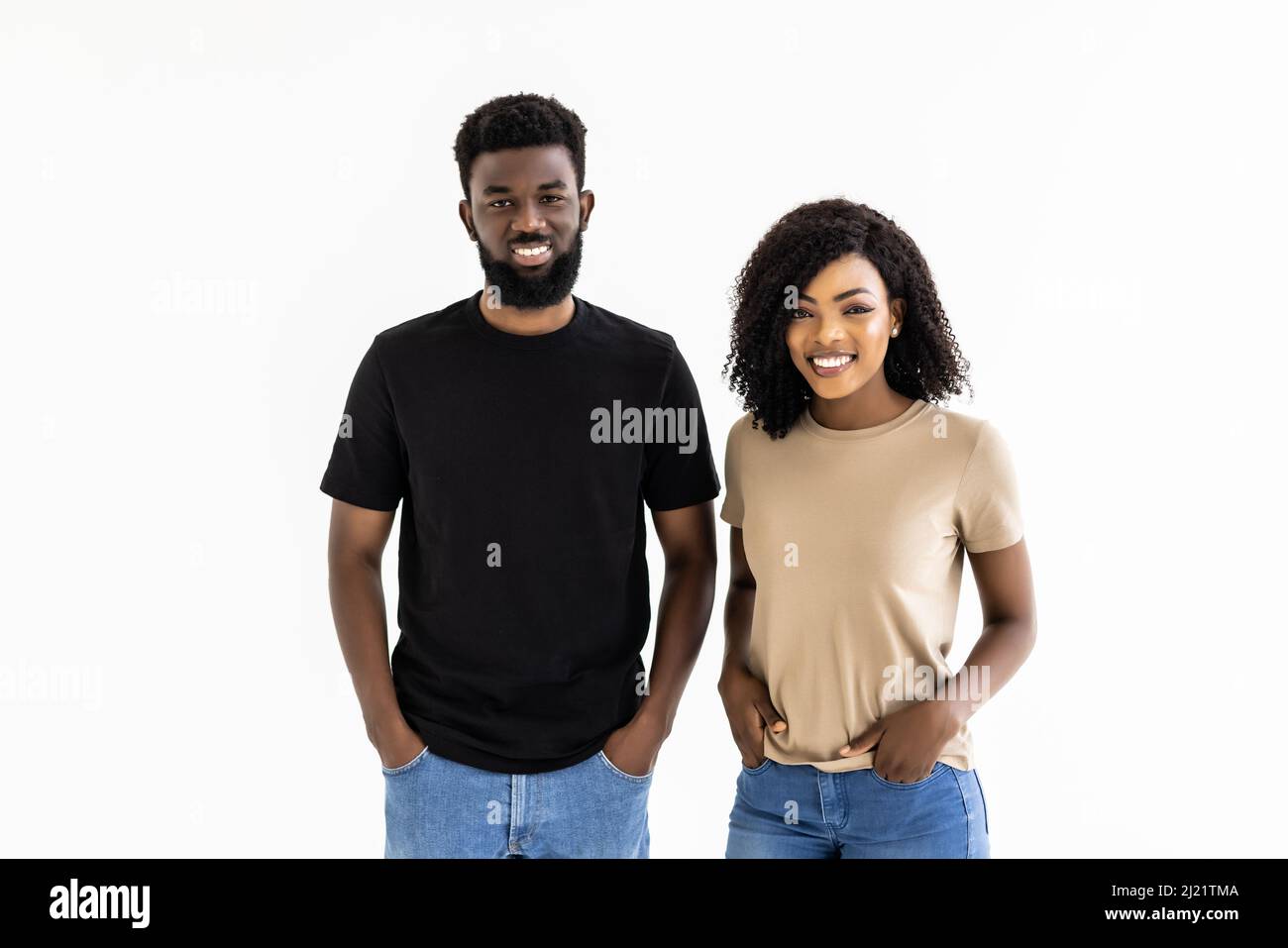 Beautiful portrait of a happy African American couple isolated over ...