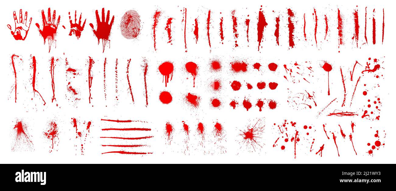 Isolated set blood ink with splashes and drops Stock Vector