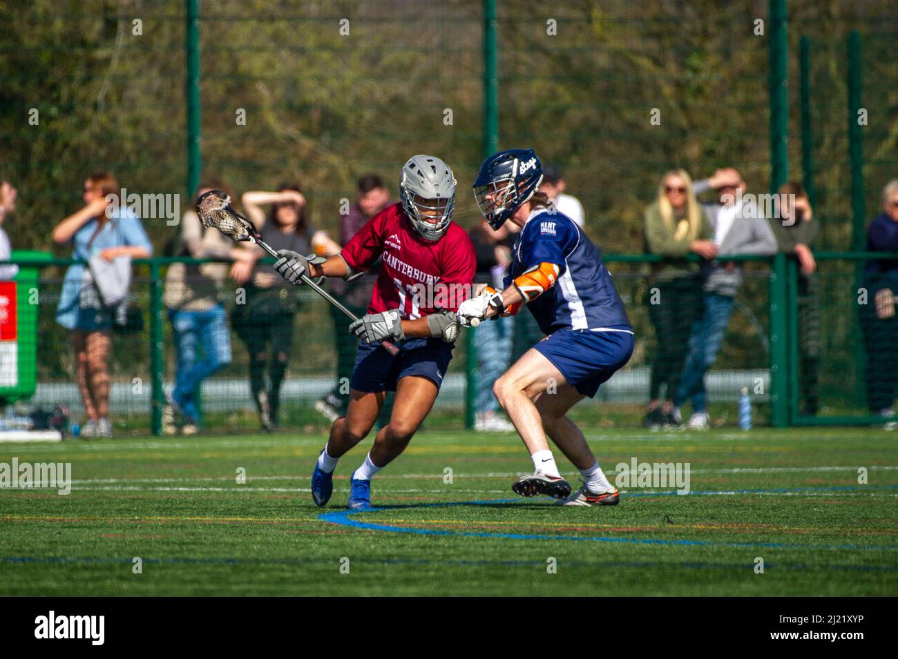 The men's lacrosse game. CCCU vs Kent. The University of Kent. Canterbury, England Stock Photo