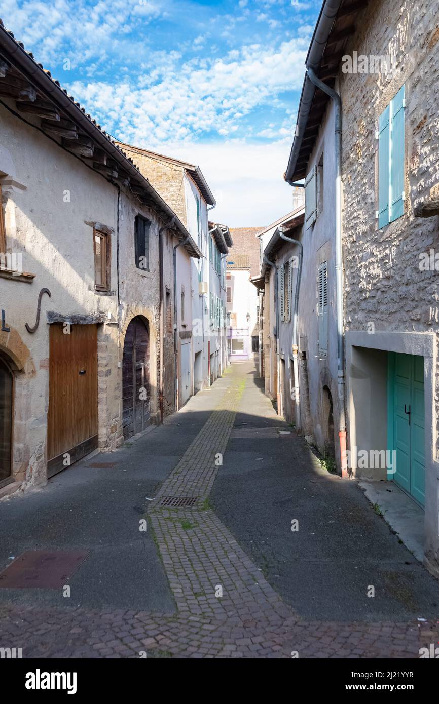 Cluny in France, ancient houses, small street in Burgundy Stock Photo