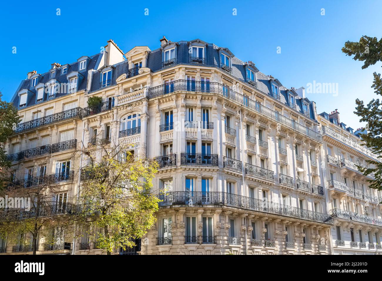 Paris, beautiful buildings in the 16th arrondissement, avenue Mozart, an upscale neighborhood
