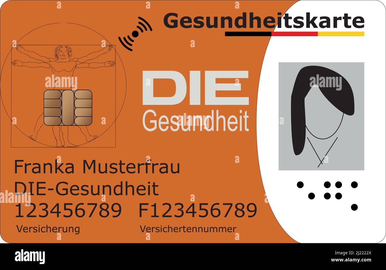 schematic chart of a german electronic health insurance card Stock Vector
