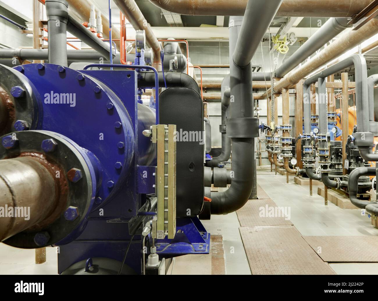 Compressor station in an ice rink, machinery used for rink ice cooling