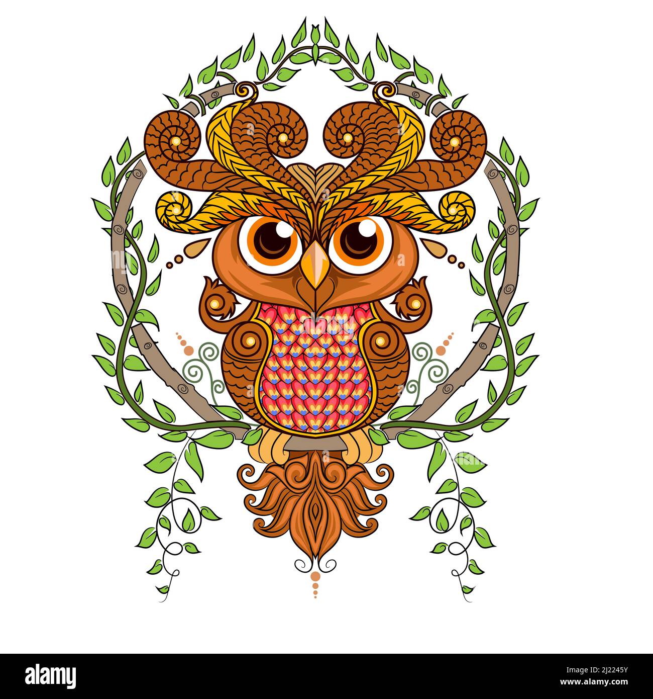 A vector design of a cute owl on a white background Stock Photo