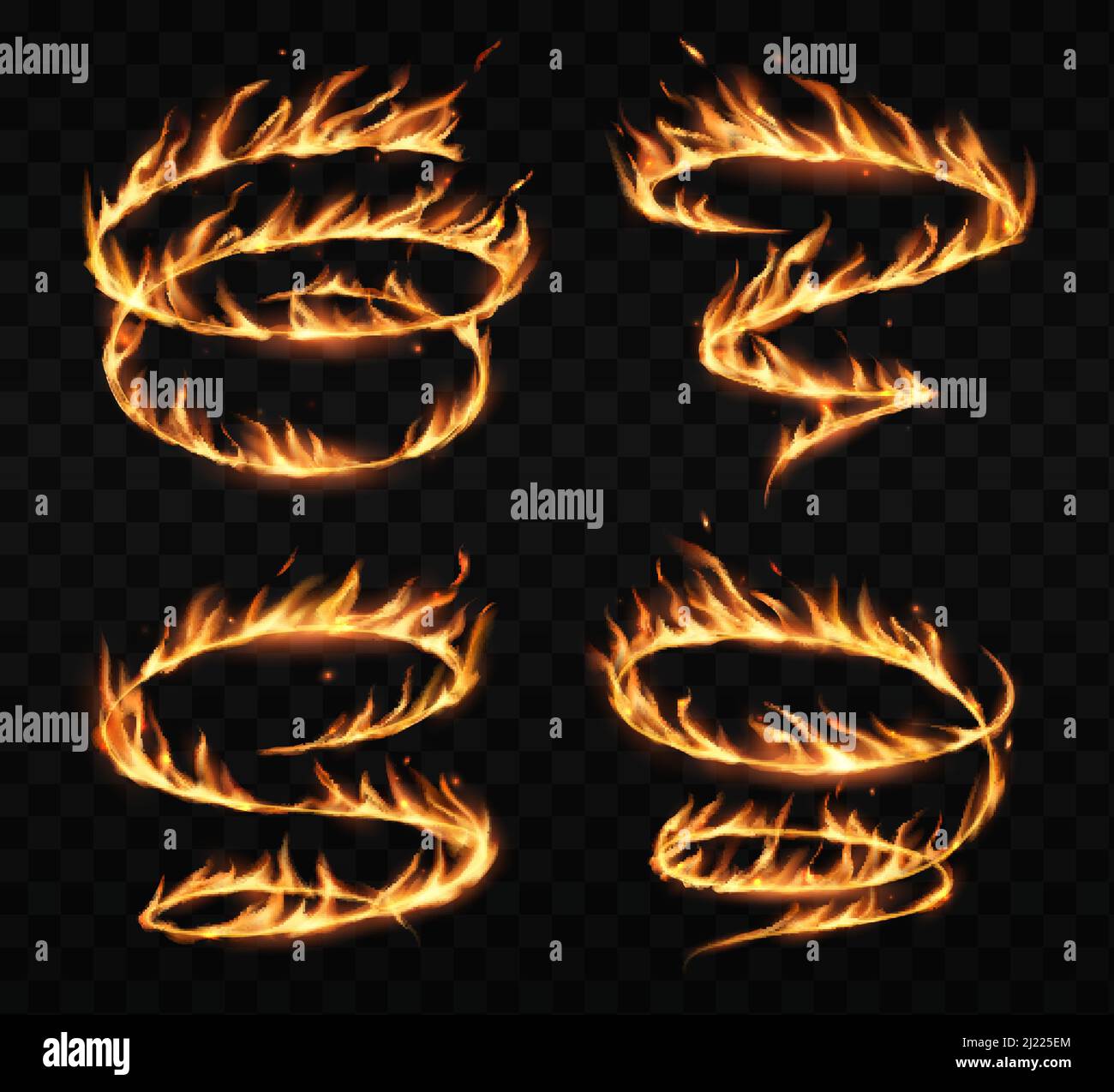 Fire tornado twister, red cyclone vortex. Vector light flare spiral spins with flying sparks