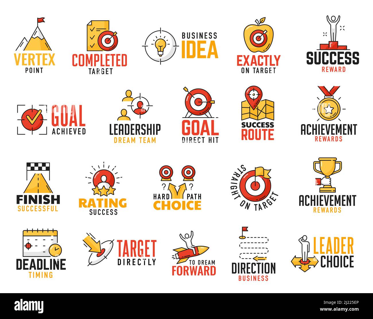 Business success, goal and target, leadership and management outline