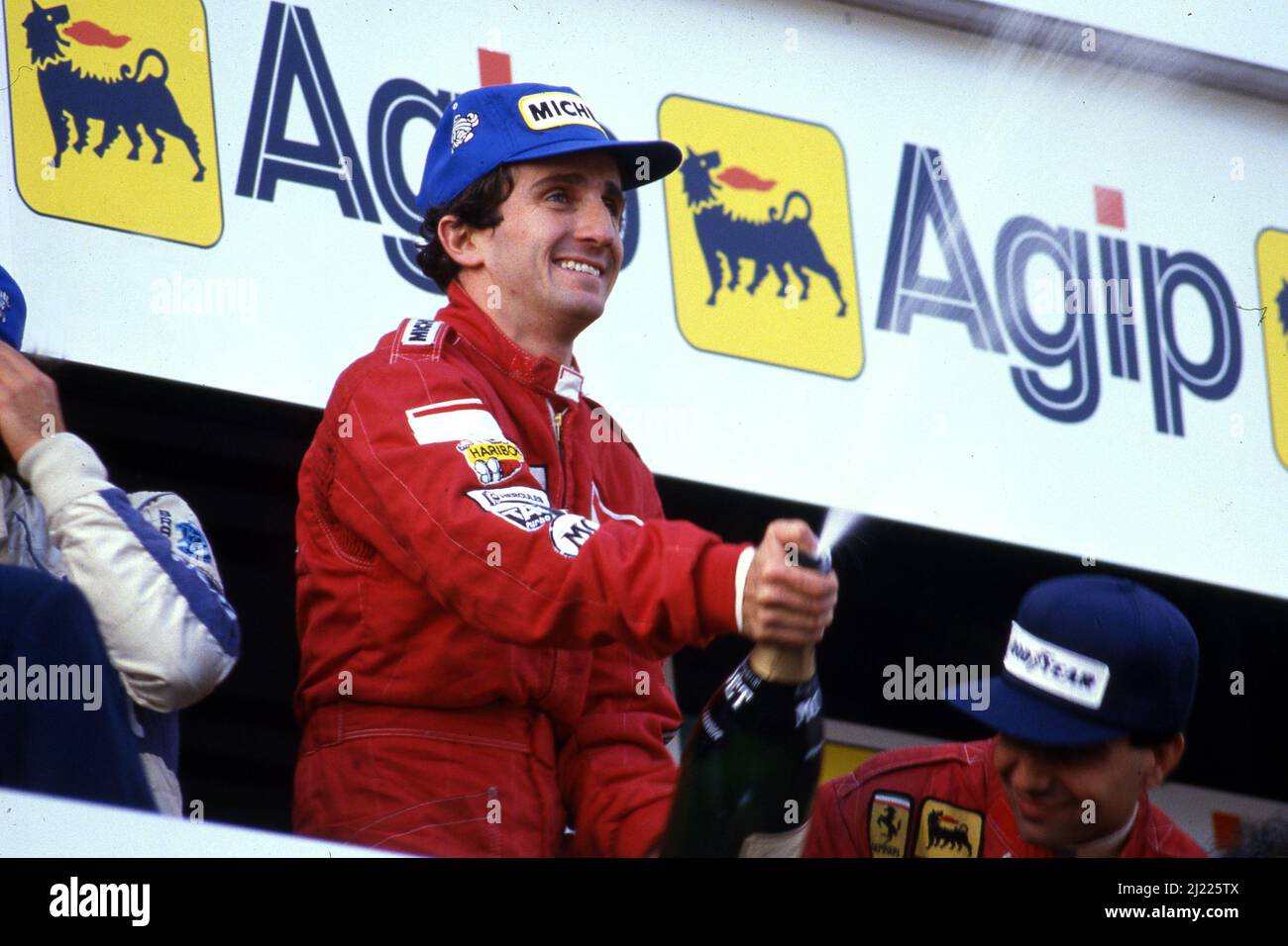 Alain Prost FRA McLaren 1st position Michele Alboreto ITA