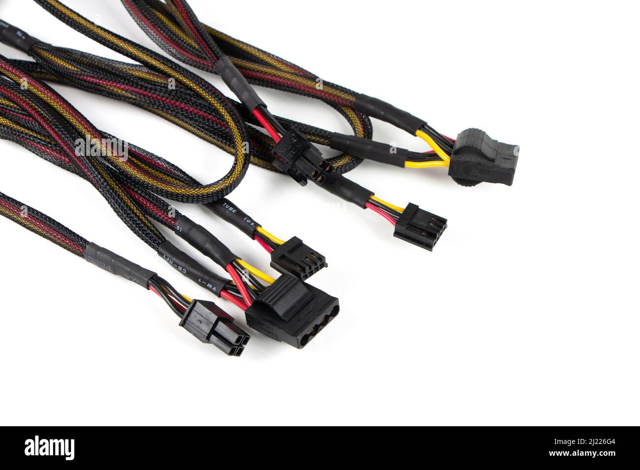 Computer power supply cables isolated on a white background Stock Photo Alamy