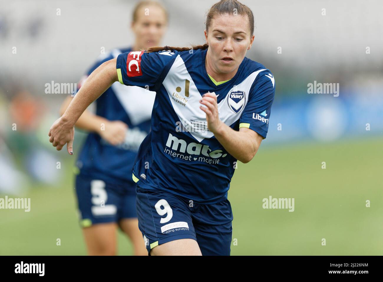 Catherine Zimmerman of Melbourne Victory seen running after the ball