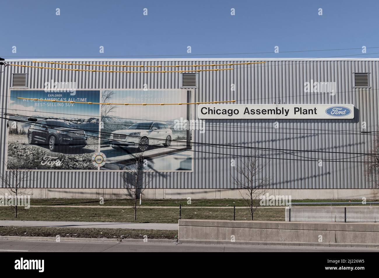 Chicago - Circa March 2022: Ford Motor Corporation Chicago Assembly plant. Chicago Assembly is Ford's oldest continuously operated automobile manufact Stock Photo
