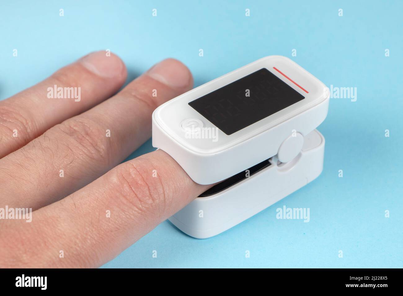 A pulse oximeter used to measure pulse rate and oxygen levels Stock