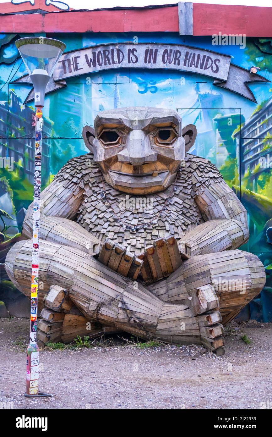 Copenhagen, Denmark March 24 2022 Sculpture of Giant Troll "Green