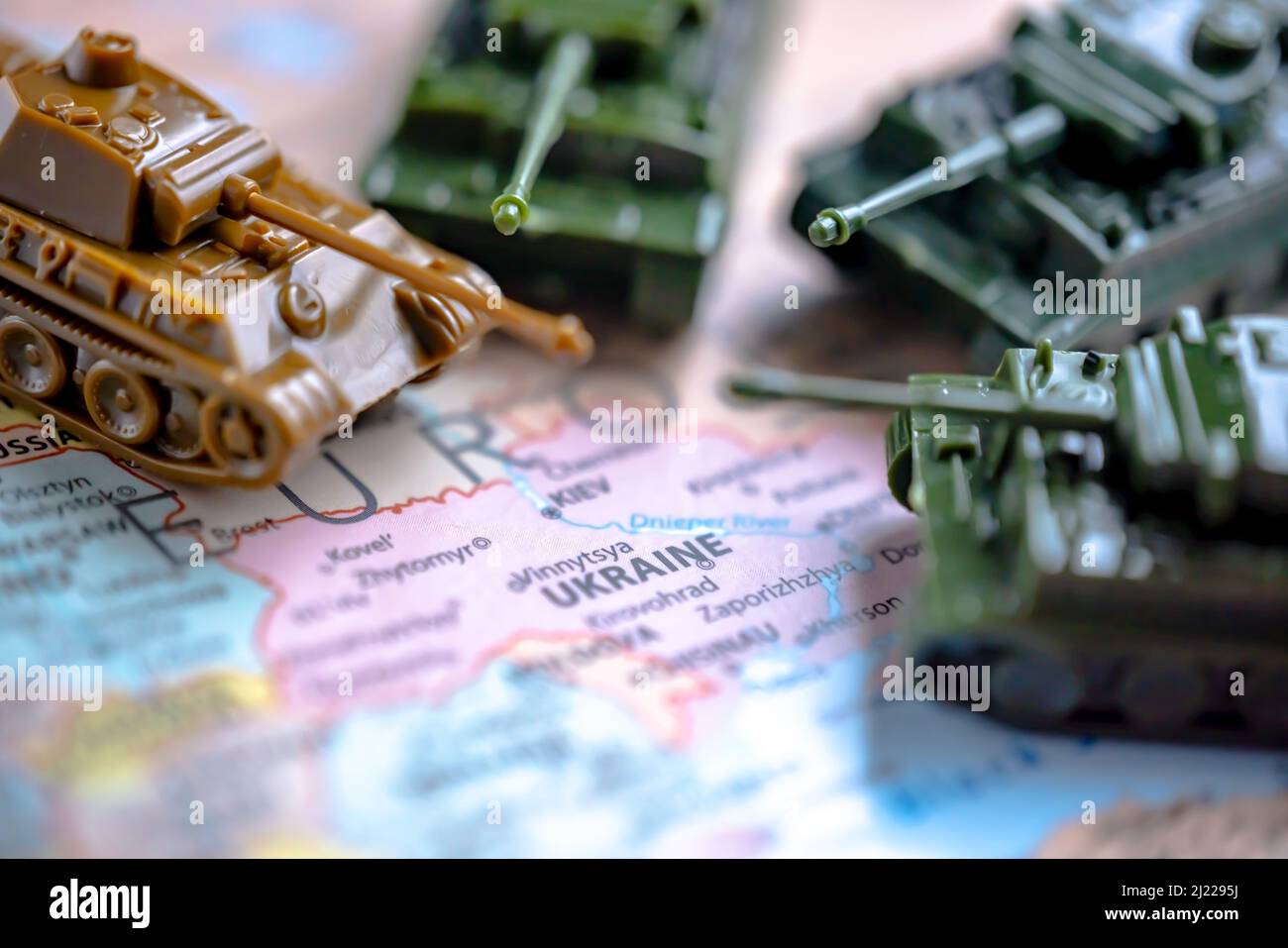 Calgary, Alberta, Canada. Mar 28, 2022. Macro view of Scale Model Tanks