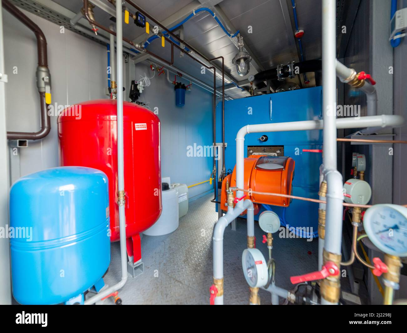 Modern industrial gas boiler room equiped for heating process. Heating