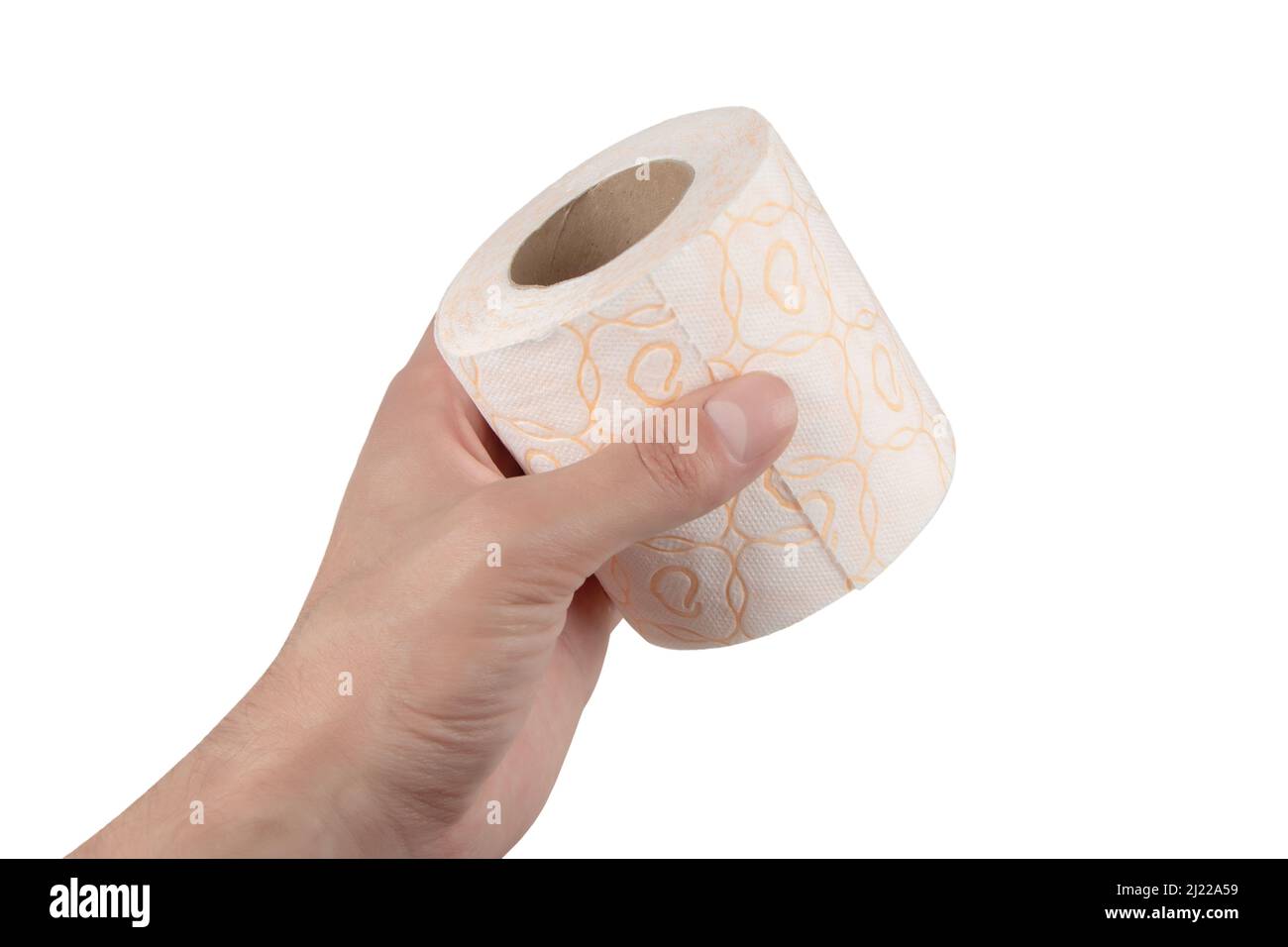 hand holding toilet paper over white background Stock Photo Alamy