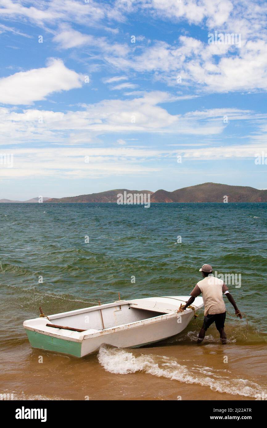 Fishing boats on Playa Cochaima, Santa Fe - Venezuela Stock Photo