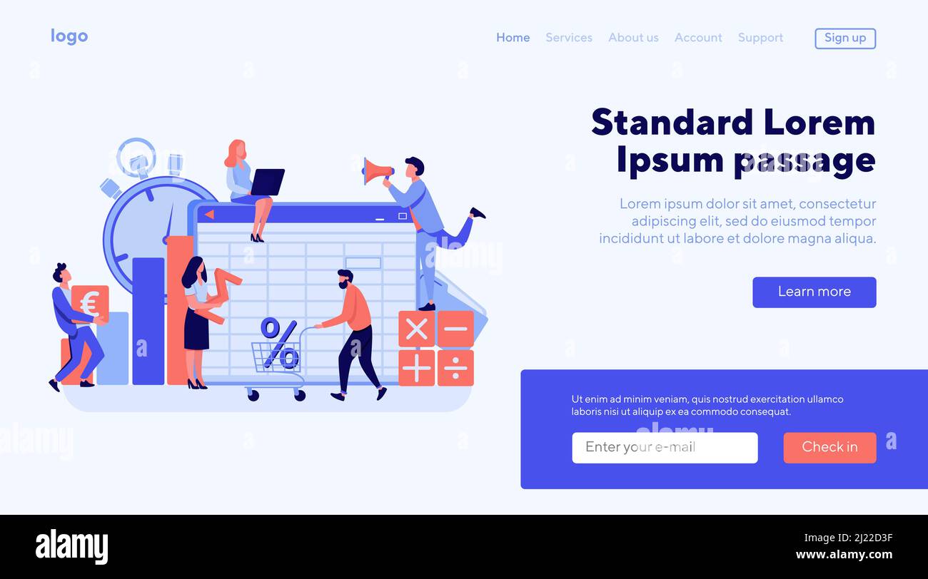 Accounting app vector illustration. Professionals working on financial