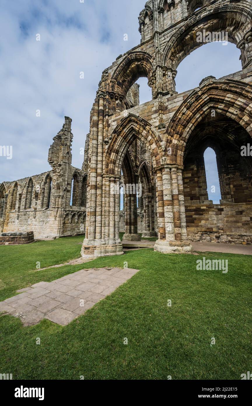 The ruins of St Hilda's Church in Whitby, Yorkshire better known as Whitby Abbey famously used